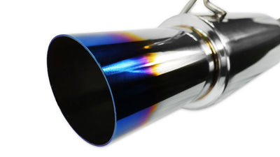 ISR Performance GT Single Exhaust With Burnt Tip- Nissan 350Z in a racing suspension setup for high performance auto parts.