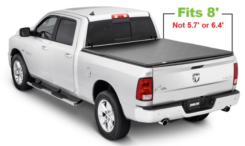 Tonno Pro 02-19 Dodge RAM 1500 8ft Fleetside Tonno Fold Tri-Fold Tonneau Cover on truck bed