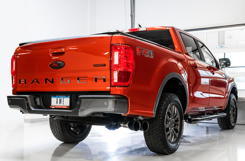 AWE Tuning 2019+ Ford Ranger 0FG Performance Exhaust System w/Diamond Black Tips & Rock Guard - DTX Performance