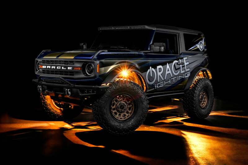 Oracle Underbody RGB+W Wheel Well Rock Light Kit - 4 PCS - ColorSHIFT installed on a performance car