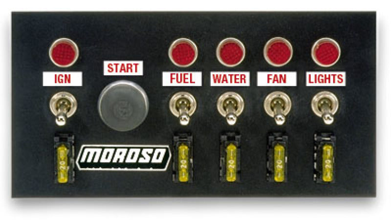 Moroso Toggle Switch Panel - Drag Race - 4in x 7.75in - Five On/Off Switches - DTX Performance