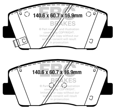 EBC 2019+ Genesis G70 2.0T Yellowstuff Front Brake Pads for performance car parts and upgrades