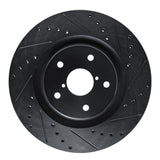 R1 20-25 Subaru Crosstrek Front Right Drilled & Slotted Black Brake Rotor