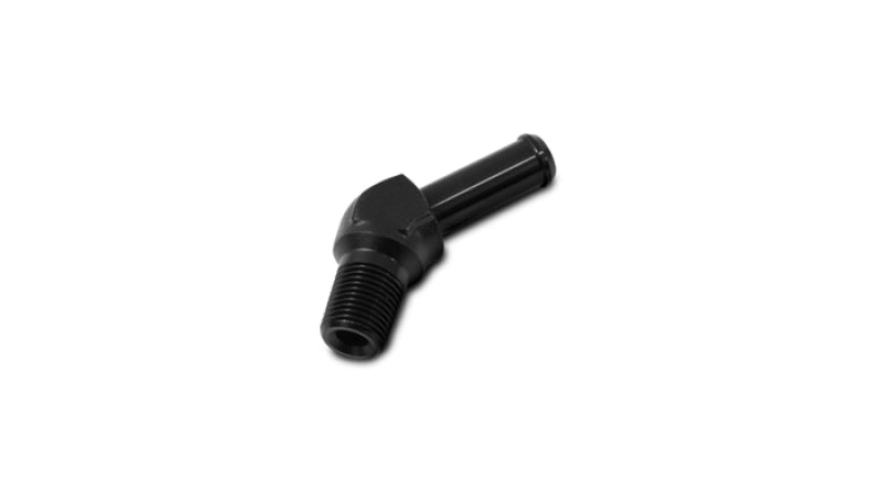 Vibrant 1/2 NPT to 5/8in Barb Straight Fitting 45 Deg Adapter - Aluminum for performance car parts