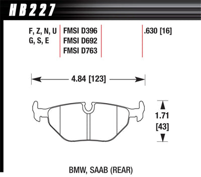 Hawk 95-99 BMW M3 E36 HPS Street Rear Brake Pads, high performance brakes from veteran-owned DTX Performance
