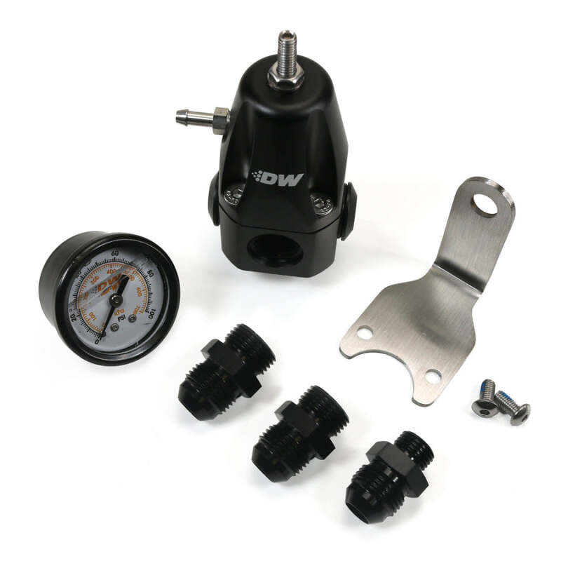 DeatschWerks DWR1000 AFPR + Pressure Gauge + 8AN Fittings - Anodized Black - DTX Performance