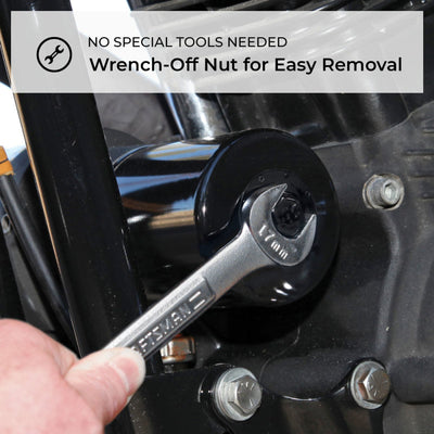 Wrench-off nut for easy filter removal