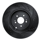 R1 18-25 Genesis G70 Rear Left Drilled & Slotted Black Brake Rotor