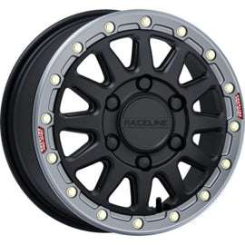 Raceline A14BG Alpha 17x7in/5x114.3 BP/40mm Offset/68mm Bore- Blk & Gunmetal Ring Beadlock Wheel performance car parts