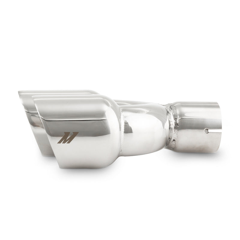 Mishimoto Dual Offset Tips 2.5in Inlet 3in Outlet Slash Cut - Polished - DTX Performance