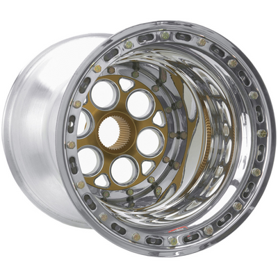 Weld Magnum Sprint 15x17 / 42-Spline / 7in. BS Gold Wheel - Outer Beadlock w/6-Dzus Cover