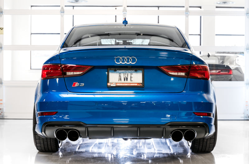 AWE Tuning Audi 8V S3 Track Edition Exhaust w/Chrome Silver Tips 102mm - DTX Performance