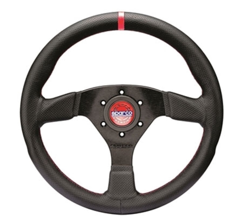 Sparco Steering Wheel R383 Champion Black Leather / Red Stitching, performance car parts, DTX Performance, racing suspension, veteran owned shop