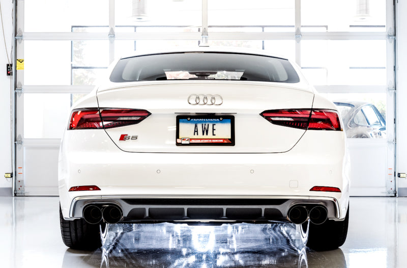 AWE Tuning Audi B9 S4 Touring Edition Exhaust - Non-Resonated (Black 102mm Tips) - DTX Performance