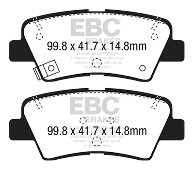 Illustration of EBC 12+ Hyundai Elantra GT 2 Yellowstuff Rear Brake Pads for performance car upgrades