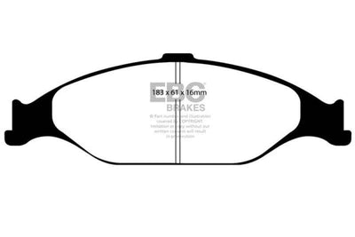 EBC 99-04 Ford Mustang 3.8 Yellowstuff Front Brake Pads - high performance car parts at DTX Performance, perfect for tuning upgrades.