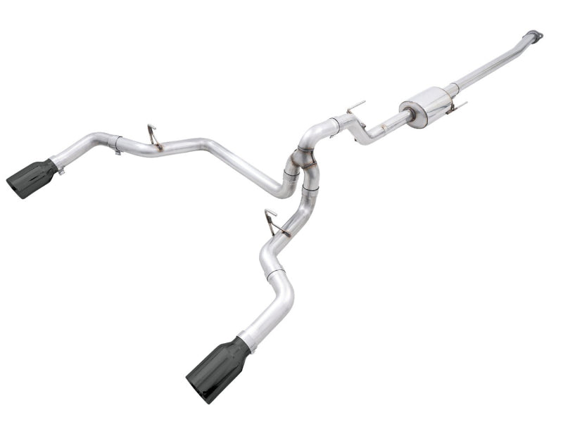 AWE 0FG 21+ Ford F150 Dual Split Rear Cat-Back Exhaust- 5in Diamond Black Tips - DTX Performance