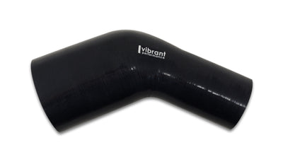 Vibrant 2.50in ID x 3in ID Gloss Black Silicone 45 Degree Transition Elbow for performance car tuning and engine upgrades at DTX Performance.