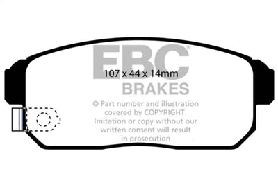 Diagram of EBC 03-12 Mazda RX8 1.3 Rotary Bluestuff Rear Brake Pads for performance car upgrades.