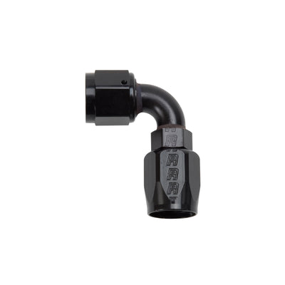Russell Performance -8 AN Black 90 Degree Full Flow Hose End for high performance car parts at DTX Performance.
