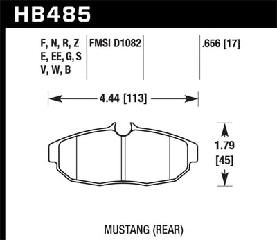 Hawk 05-07 Ford Mustang GT & V6 Performance Ceramic Street Rear Brake Pads schematic