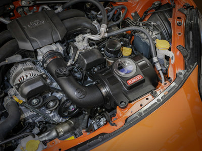 aFe Takeda Momentum Pro 5R Cold Air Intake System 22-23 Subaru BRZ/Toyota GR86 in engine bay, performance car parts.