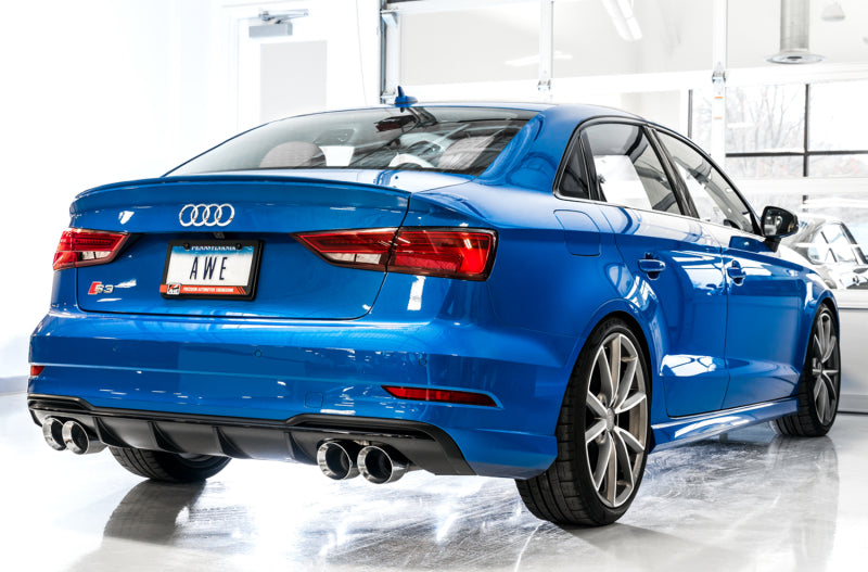 AWE Tuning Audi 8V S3 SwitchPath Exhaust w/Chrome Silver Tips 102mm - DTX Performance