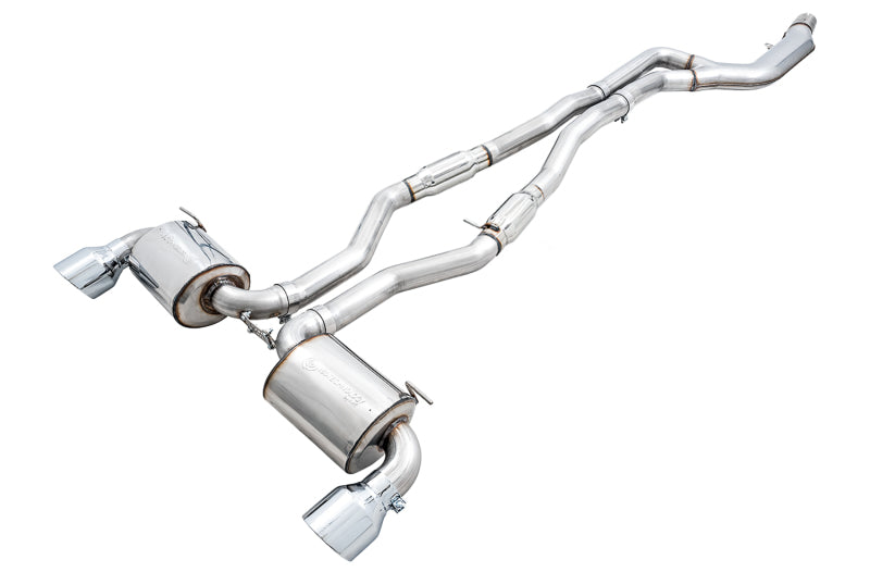 AWE 2020 Toyota Supra A90 Resonated Touring Edition Exhaust - 5in Chrome Silver Tips - DTX Performance