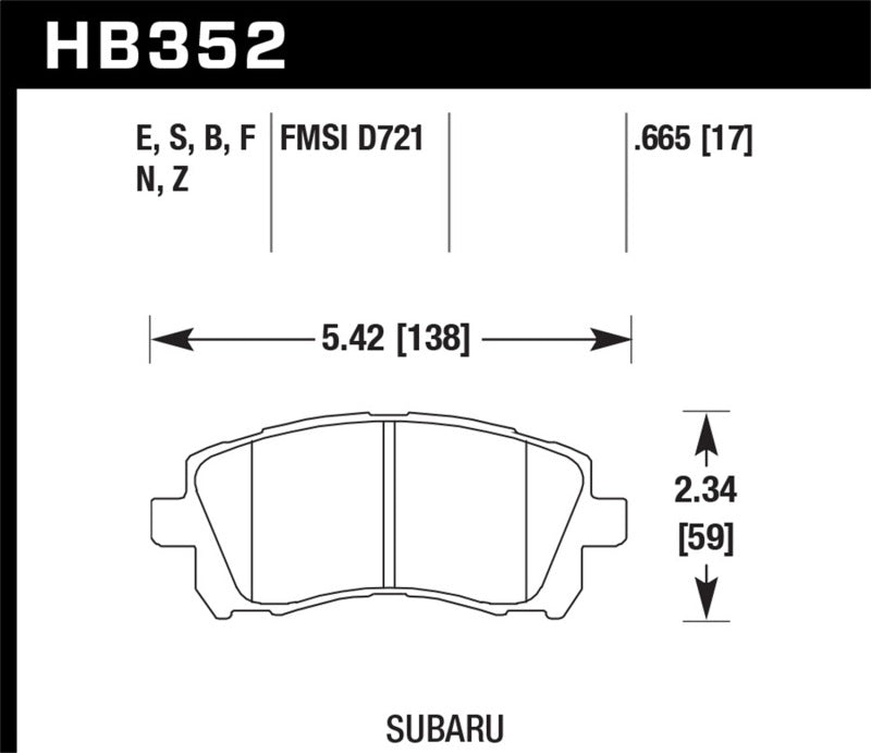 Hawk 02-03 WRX / 98-01 Impreza / 97-02 Legacy 2.5L / 98-02 Forester 2.5L D721 HPS Street Front Brake - DTX Performance