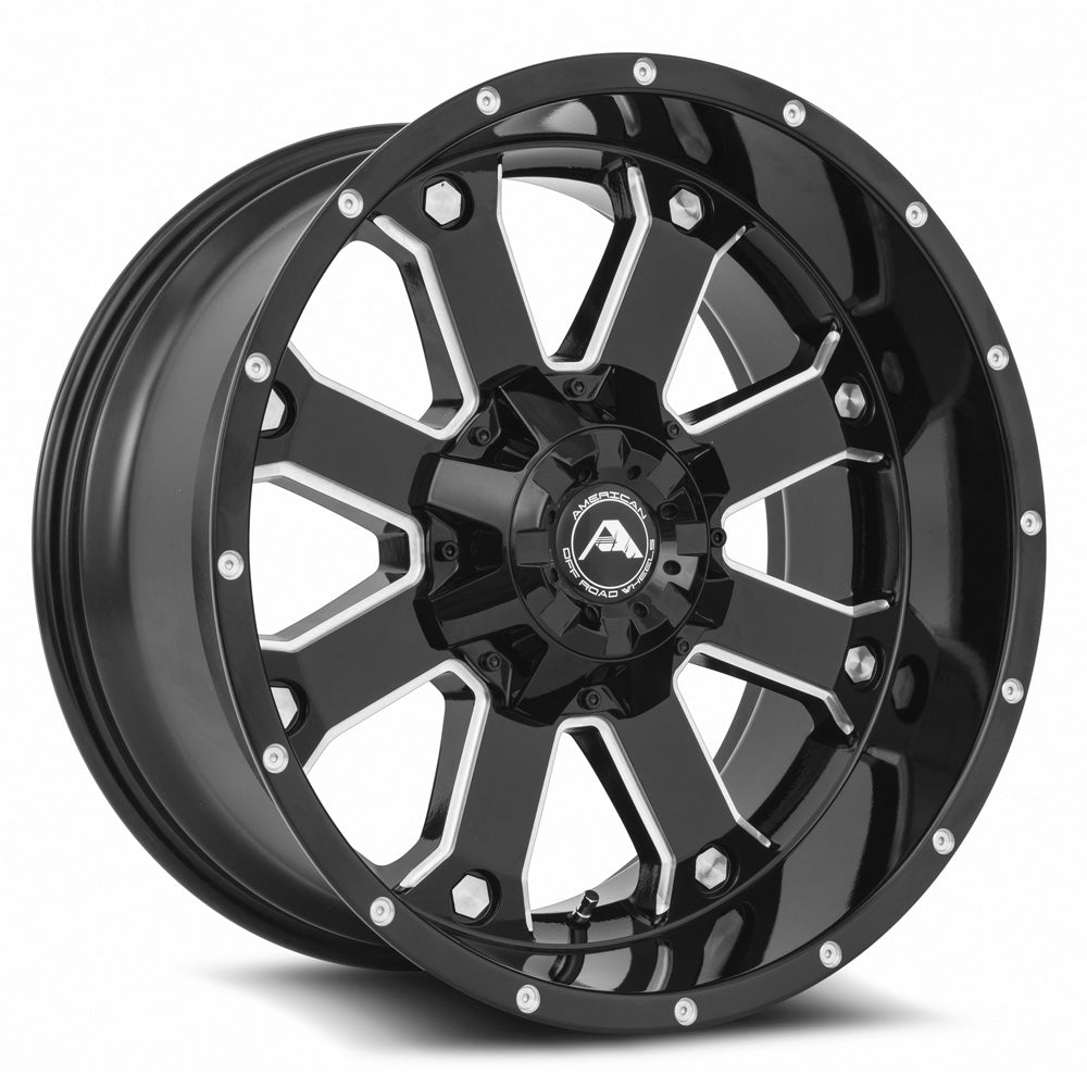 American Off-Road A108 20x10 Black Milled Spoke Wheel