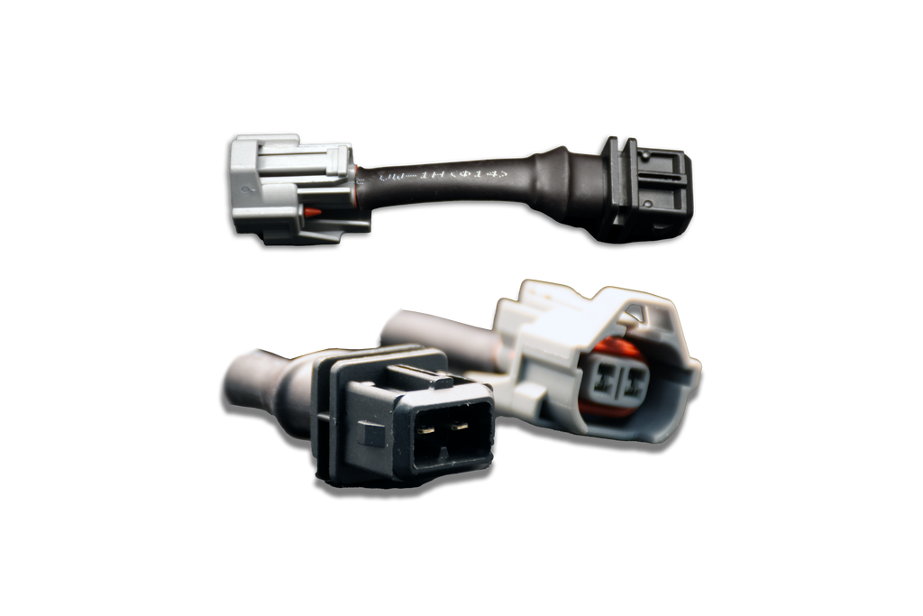 Set of 6 Denso (female) to Jetronic/EV1 Adapter (male) injector plug adaptors (padpdtoj6)