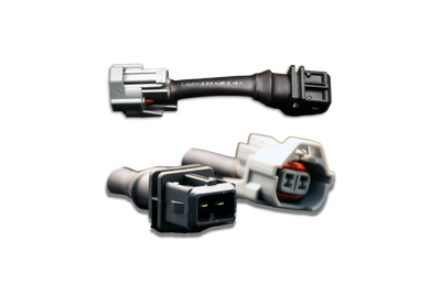 Set of 6 Denso (female) to Jetronic/EV1 Adapter (male) injector plug adaptors (padpdtoj6)