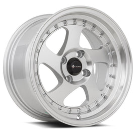 Vors VR2 15x8 Silver Machine Face Lip Chrome Rivet Wheel