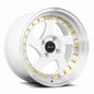 Vors VR2 15x8 White Machine Lip Gold Rivet Wheel
