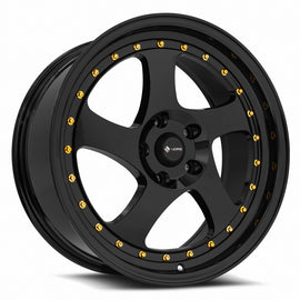 Vors VR2 18x8 All Black Gold Rivet Wheel