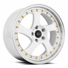 Load image into Gallery viewer, Vors VR2 18x8 White Machine Lip Gold Rivet Wheel