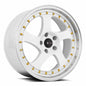 Vors VR2 18x8 White Machine Lip Gold Rivet Wheel