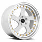 Vors VR2 18x9 White Machine Lip Gold Rivet Wheel