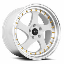 Load image into Gallery viewer, Vors VR2 18x9 White Machine Lip Gold Rivet Wheel