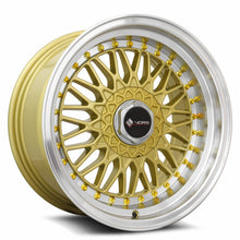 Load image into Gallery viewer, Vors VR3 16x8 Gold Machine Lip Chrome Rivet Wheel