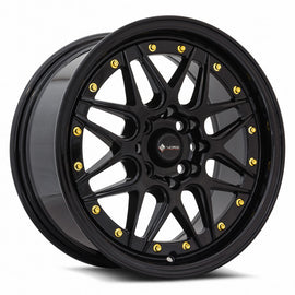 Vors VR7 15x7 All Black Gold Rivet Wheel