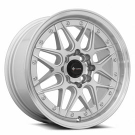 Vors VR7 15x7 Silver Machine Face Lip Chrome Rivet Wheel
