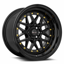 Load image into Gallery viewer, Vors VR7 15x8 All Black Gold Rivet Wheel