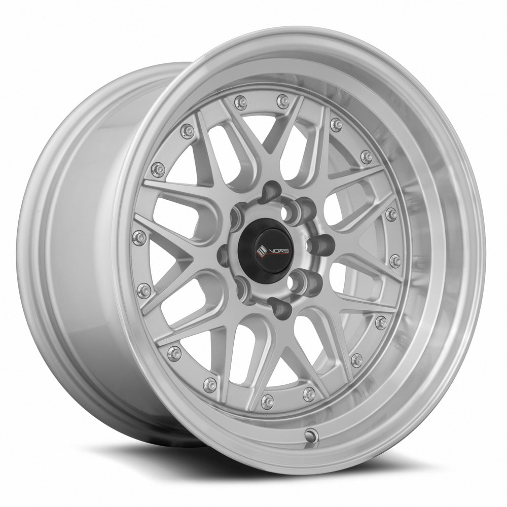 Vors VR7 15x8 Silver Machine Face Lip Chrome Rivet Wheel