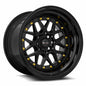 Vors VR7 15x9 All Black Gold Rivet Wheel