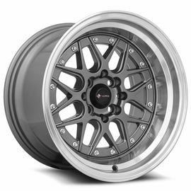 Vors VR7 15x9 Gun Metal Machine Lip Chrome Rivet Wheel