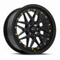 Vors VR7 16x7 All Black Gold Rivet Wheel