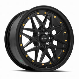 Vors VR7 16x7 All Black Gold Rivet Wheel