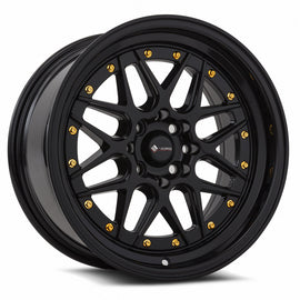 Vors VR7 16x8 All Black Gold Rivet Wheel