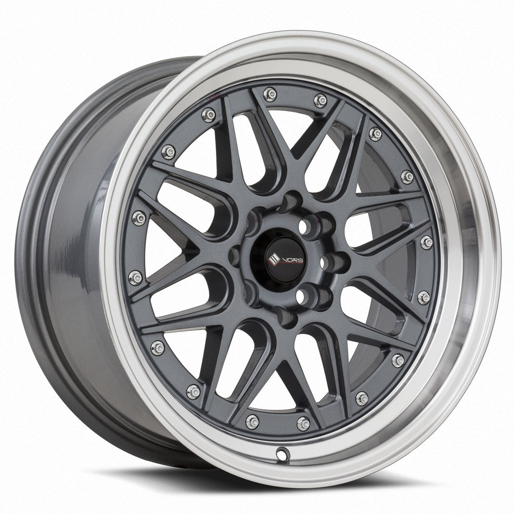 Vors VR7 16x8 Gun Metal Machine Lip Chrome Rivet Wheel